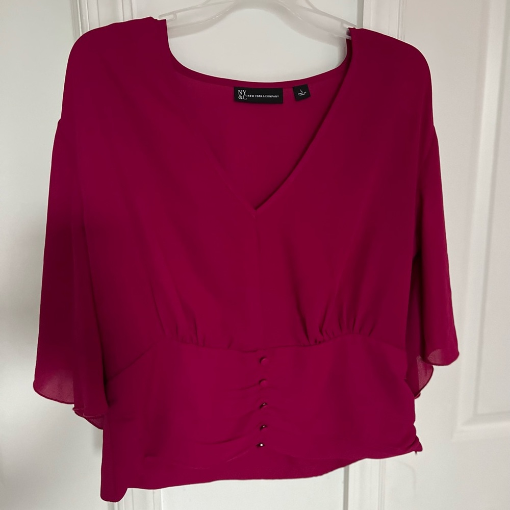 New York and Company Magenta Blouse